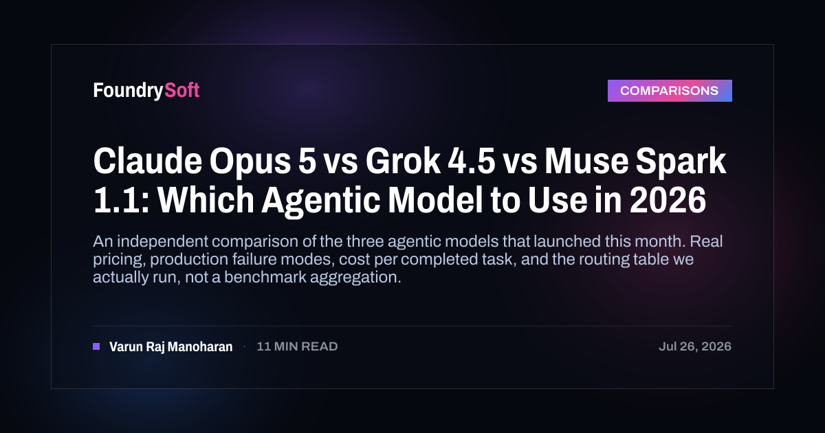 Claude Opus 5 vs Grok 4.5 vs Muse Spark 1.1: Which Agentic Model to Use in 2026