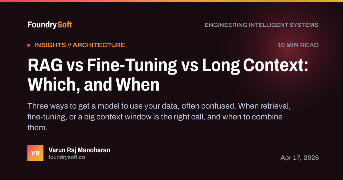 RAG vs Fine-Tuning vs Long Context: Which, and When